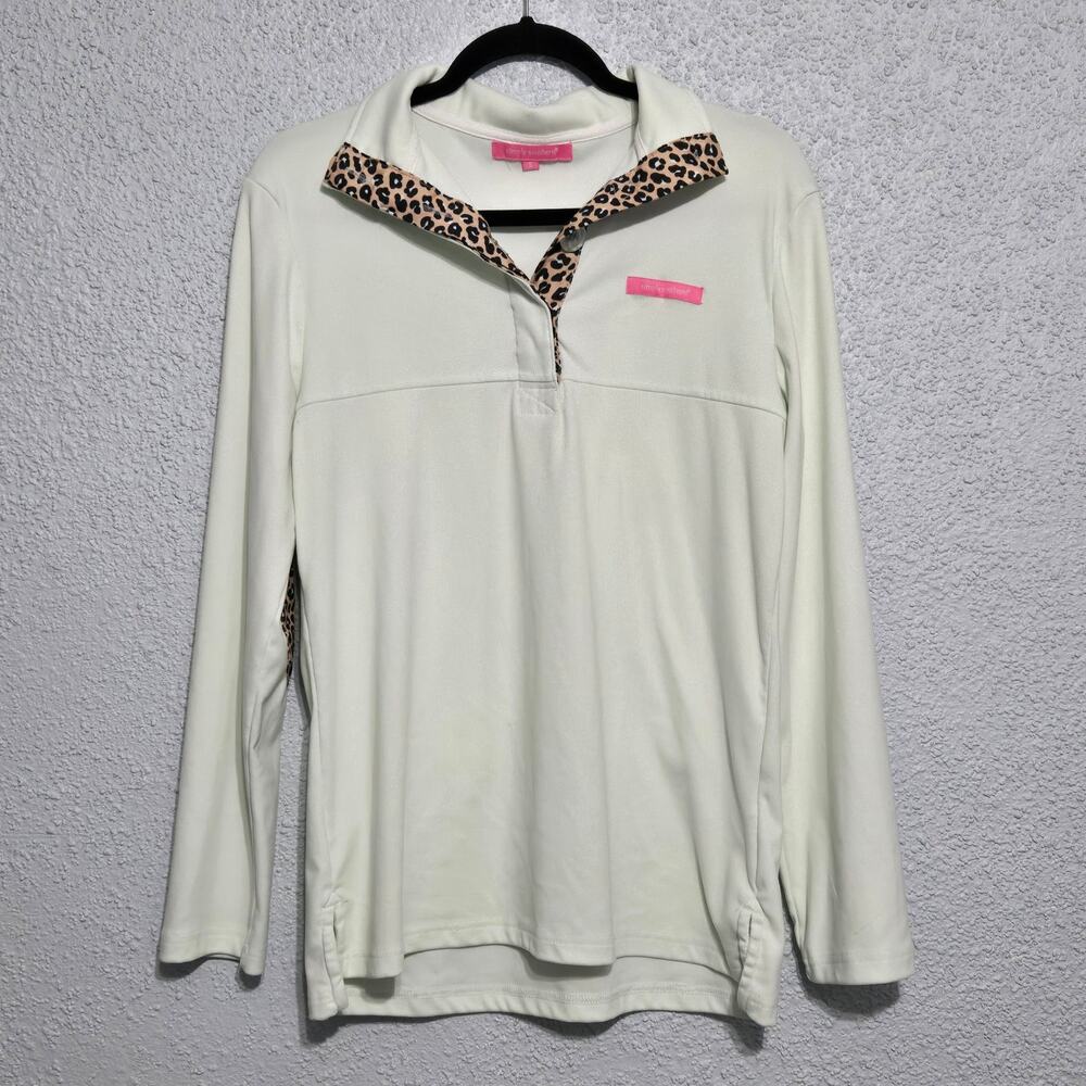 Simply Southern Women's Elbow Patch Size‎ S Y2K Leopard Print Preppy Athleisure